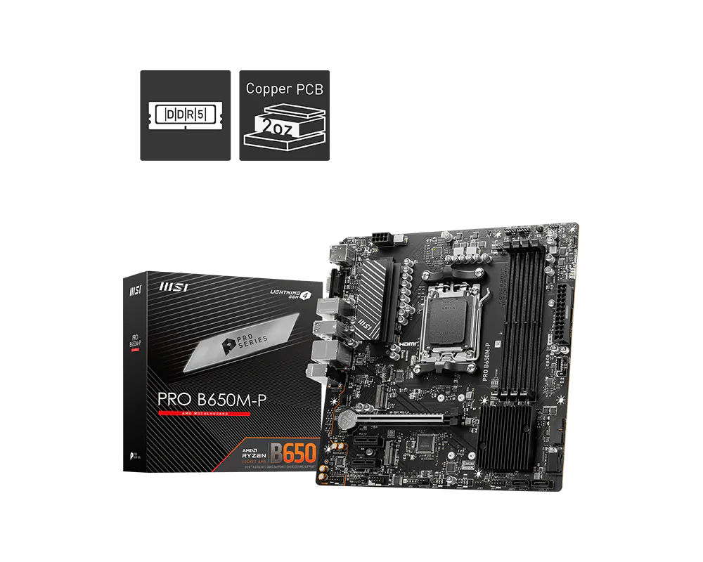 MSI Pro B650M-P AMD Socket AM5 micro ATX Motherboard PROB650M-P