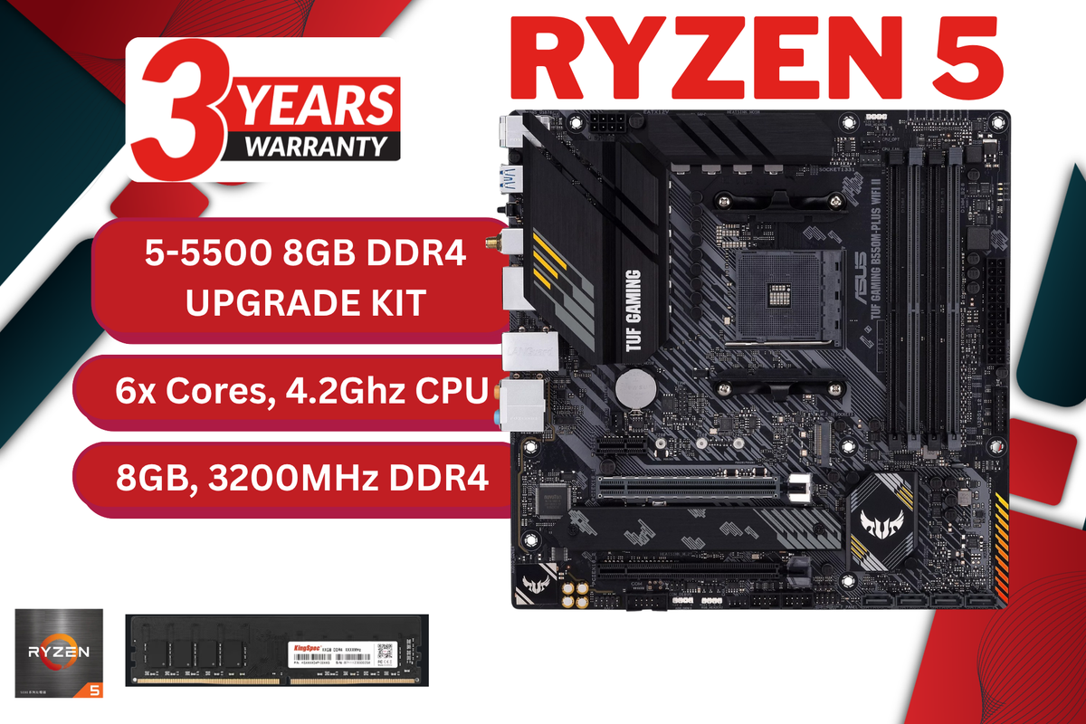 AMD Ryzen 5 5500 PC Upgrade Kit - ASUS TUF B550-PLUS WIFI II, 8GB DDR4