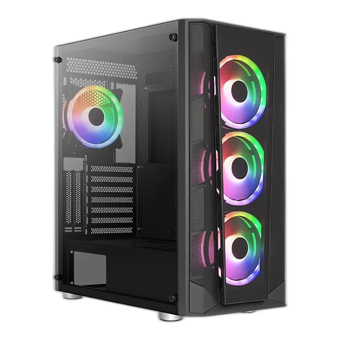 Aerocool Prism ARGB Mid-Tower PC Case with Tempered Glass, Black