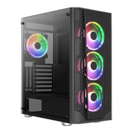 Aerocool Prism ARGB Mid-Tower PC Case with Tempered Glass, Black
